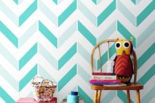03 blue and turquoise chevron self-adhesive paper for a kid’s room