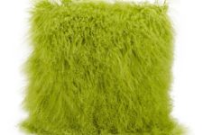 03 fluffy fur pillow in greenery color