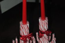04 candy cane candle holders with bows