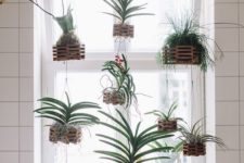 04 hanging wooden plank plant holders