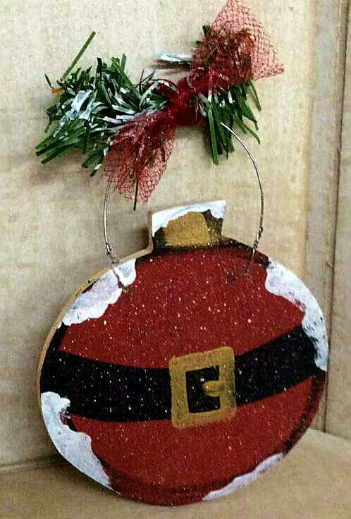 Santa belly ornament wood craft