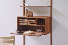 06 minimalist wooden bureau with a folding desk top