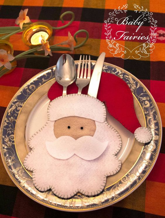 felt Santa cutlery holder
