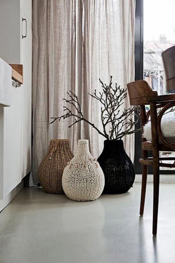 cover your vases with knit for winter