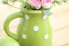 10 polka dot greenery pitcher used as a vase