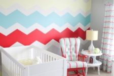 11 colorful chevron accent wall in a nursery