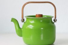 11 retro green enamel tea pot