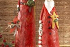 12 clay Santa figures for home decor