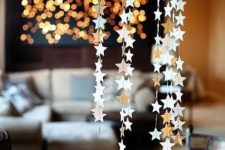 14 metallic star shaped paper garland banner
