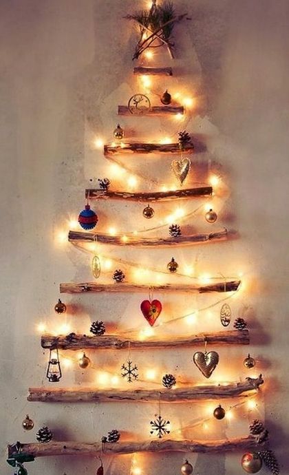 Wall Hanging Christmas Tree Wall Christmas Tree SMALL Wooden White Colour 