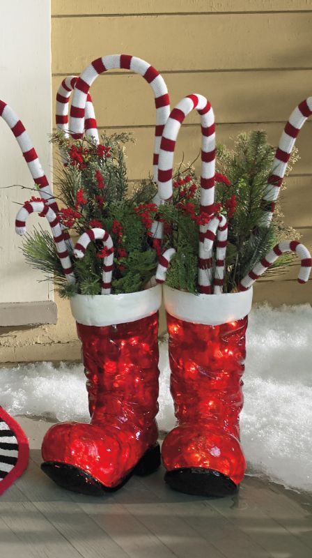 put Santa boots on your porh and fill them with evergreens and candy canes