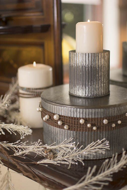 corrugated metal candle holders and boxes