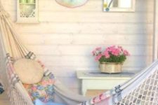 17 shabby chic striped hammock with pastel pillows