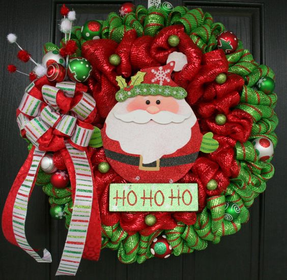 Santa deco mesh wreath