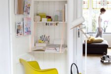 18 small foldable desk hidden in a bookcase