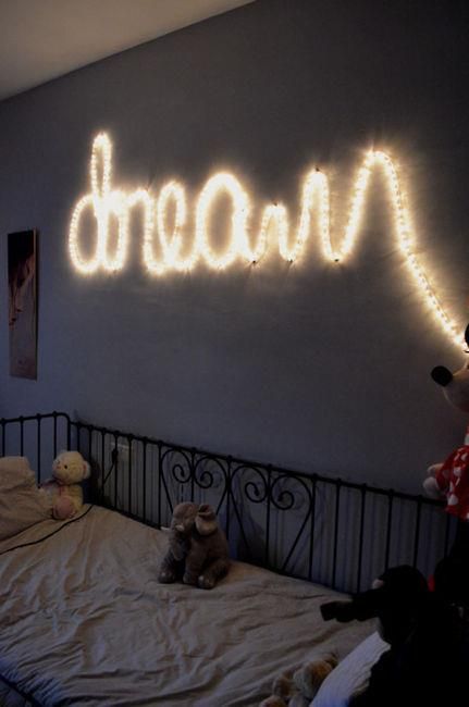 word art with string lights