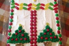 21 ugly sweater cake with M&Ms