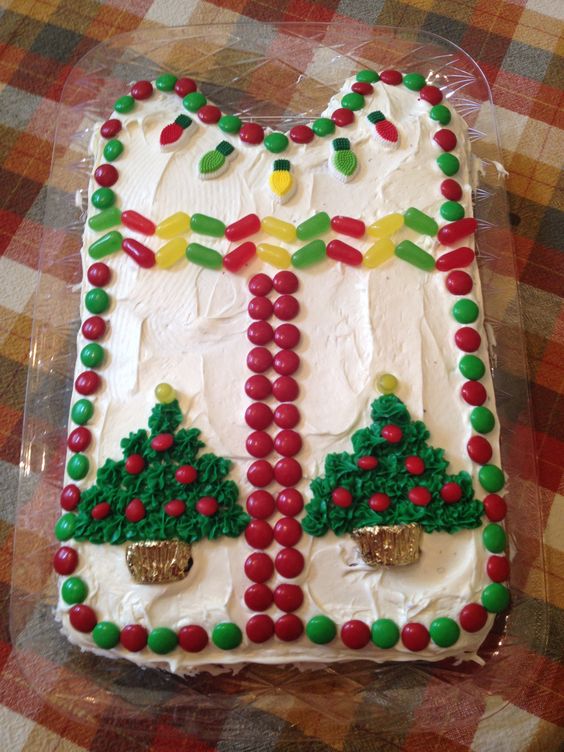 ugly sweater cake with M&Ms