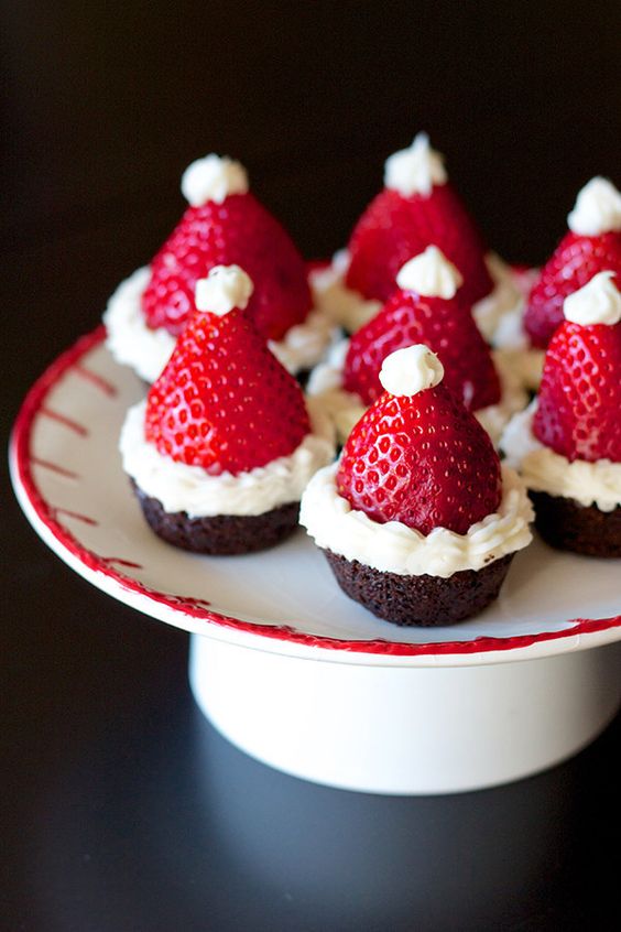 Santa hat brownie bites will be perfect desserts