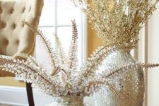 25 silver mosaic vases with crystal branches