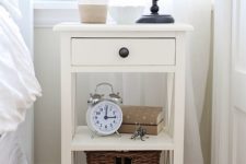 28 white cottage-style nightstand with several layers for storage