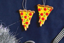 DIY cheesy pizza Christmas ornaments