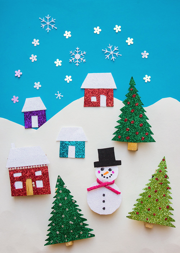 DIY winter holiday fridge magnets to make with kids (via www.hellowonderful.co)