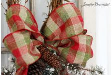 DIY Christmas plaid bow decoration