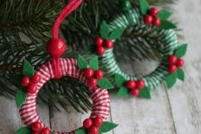 DIY mini wreath ribbon ornaments