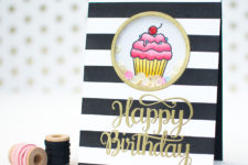 DIY striped cupcake birthday card