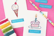 DIY embroidered birthday card