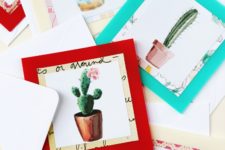 DIY watercolor succulent and cacti birthday cards