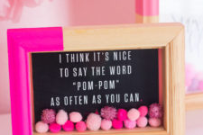 DIY pompom filled shadow boxes