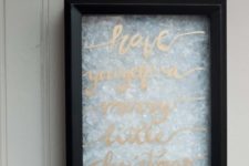 DIY Christmas shadow box with faux snow