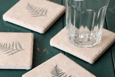 DIY botanical print tile coasters