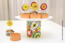DIY cupcake pedestal using a tin can