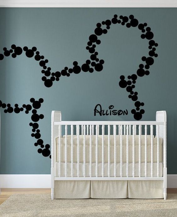 a Mickey Mouse decal for a nursery is enough for elegant decor