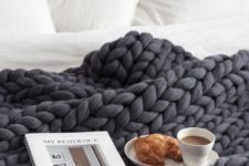 02 black chunky knit blanket to keep you cozy and warm while sleeping