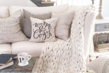 04 white chunky knit blanket will keep you warm in the living room