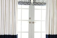 05 color block cream and navy curtains over the doors