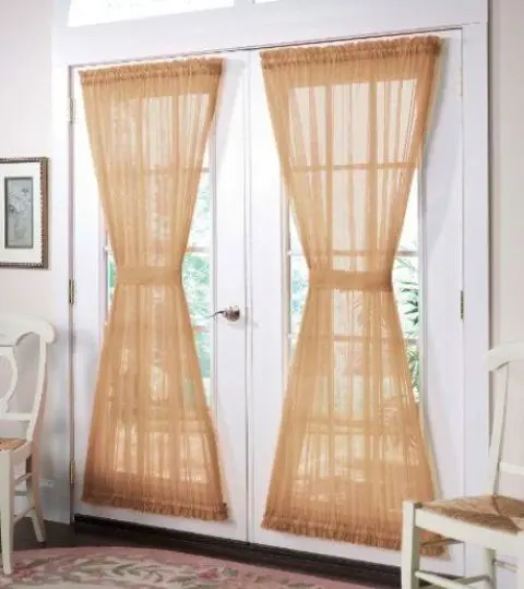 tulle curtains attached right to the doors