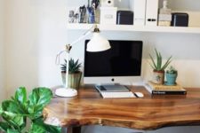 07 elegant raw edge wood desk for a home office