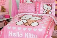 08 cute pink girl’s room with Hello Kitty prints all over