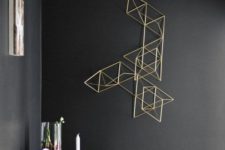 08 minimalist geometric 3D wall art stands out on a black wall