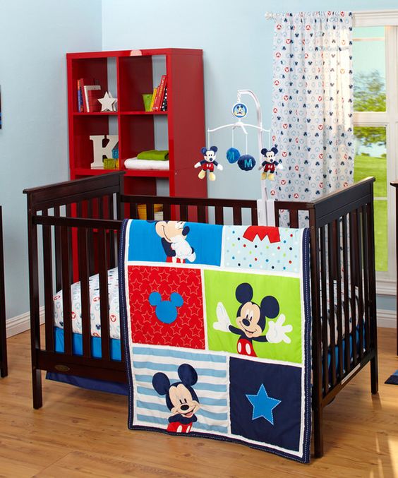 colorful nursery with colorful textiles