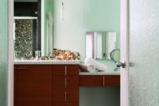 11 green rain glass bathroom door to highlight the space