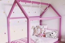 12 bold pink house frame bed with pompoms