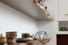 12 kitchen shelves with a raw wood edge look awesome