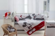 12 neutral Mickey nursery decor with grye and red touches