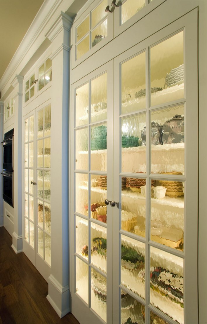 pantry rain glass doors with light inside is a great idea